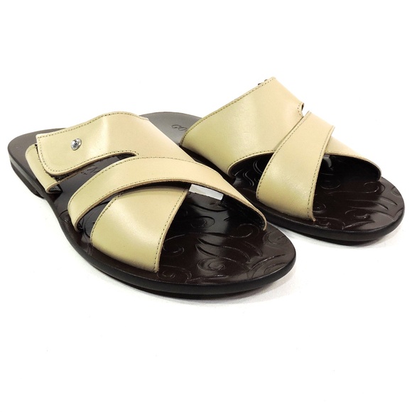 GOODMAN ?? MEN\'S SOFT BEIGE LEATHER COMFORT SUMMER FLAT SANDALS main image 8